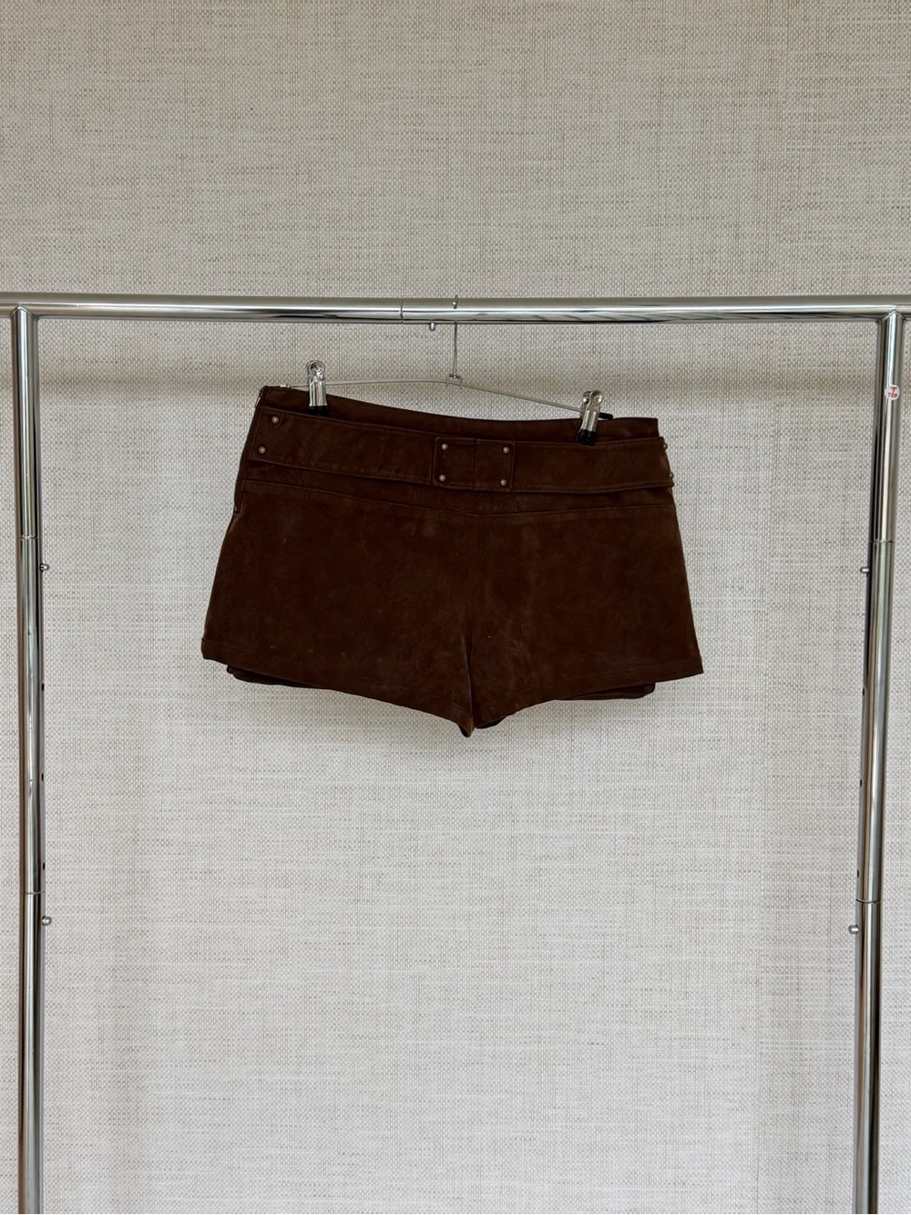 Free People Brown Suede Studded Utility Skort Shorts with Belt - Picture 2 of 3